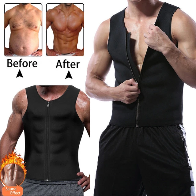 Men Sauna Suit Sweat Vest Tank Top Fitness Undershirt Waist Trainer Body  Shapers