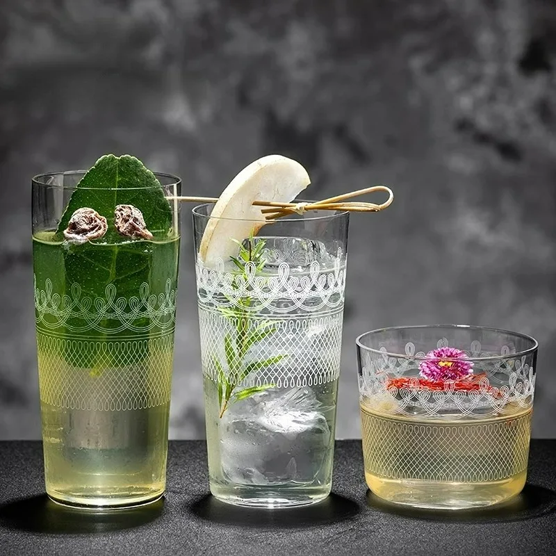 Japanese Baked Colin Cup, Thin Cocktail Glasses Cups, Highball Whiskey Glass Cup, Creative Slanted Bubble Cups,Bar Kitchen Tools