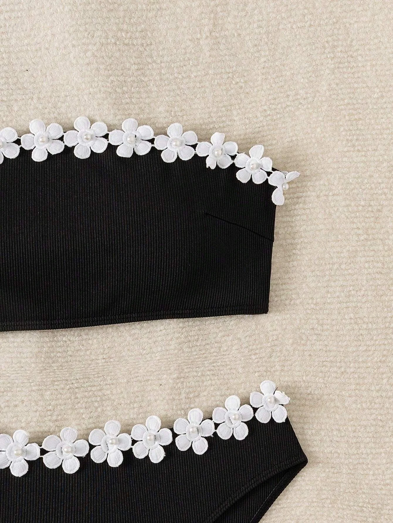 3D White Flower Push Up Bikini - Womens 2 Piece Swimsuit