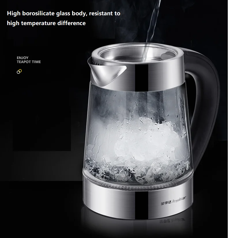 220V 2L Electric Tea Pot Kettle Glass 1500W Fast Heating Water Boiling Kettle Automatic Teapot Multicooker