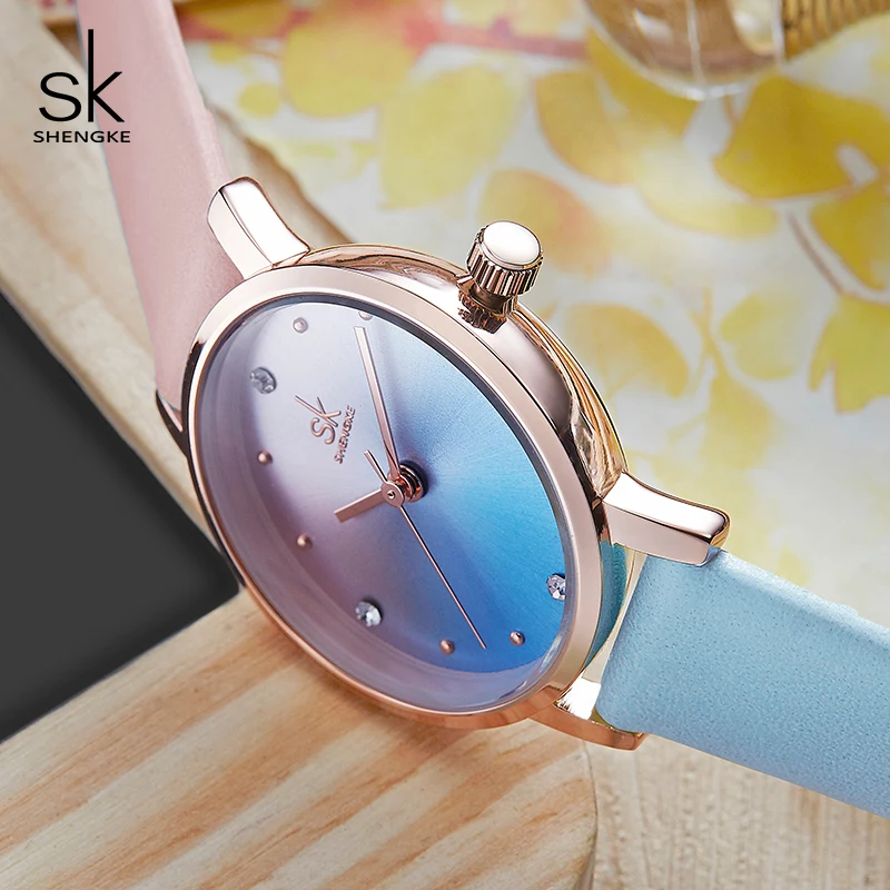 Shengke Creative Color Leather Watches Women Ladies Quartz Watch Relogio Feminino SK Women Wrist Watch Montre Femme #K8029 4