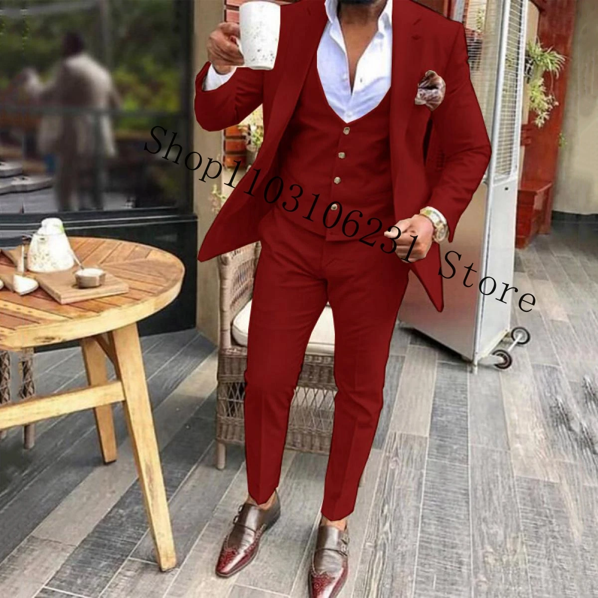 Navy Men Party Tuxedos Blazer 3 Pieces Slim Fit Formal Suits Men Wedding Groom Tuxedos Jacket+Vest+Pants Trajes De Hombre