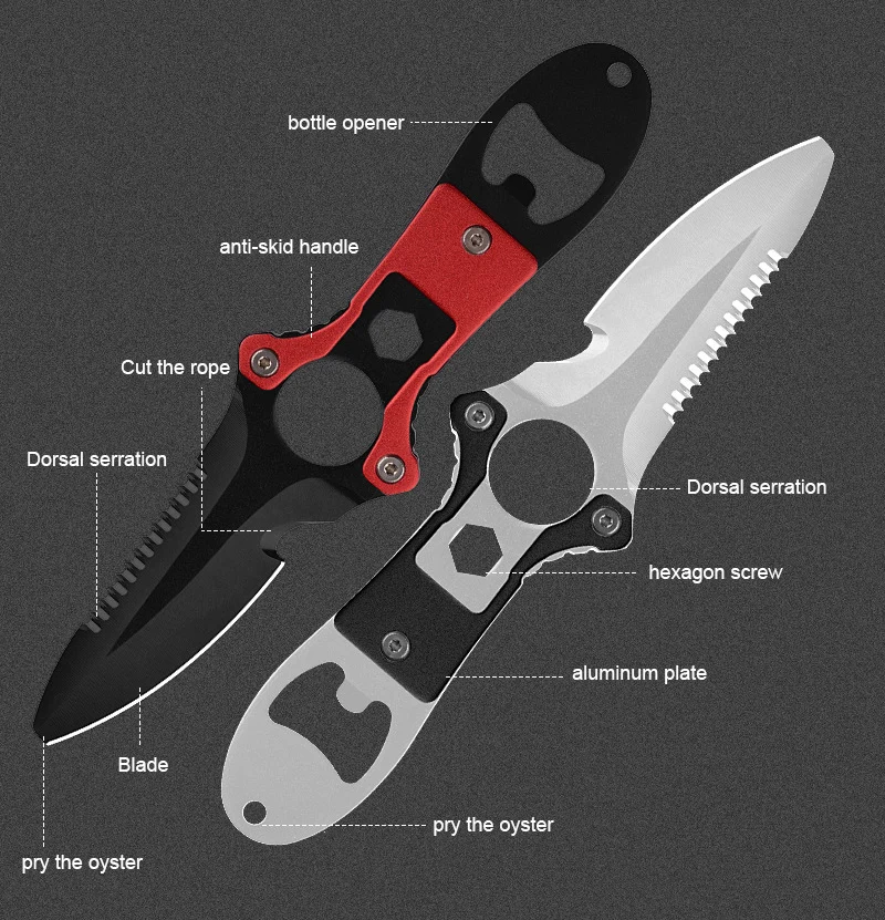 Fixed blade knife diving,camping,cut the rope hook back serrate nylon  sheathed multifunctional Outdoor EDC tool - AliExpress