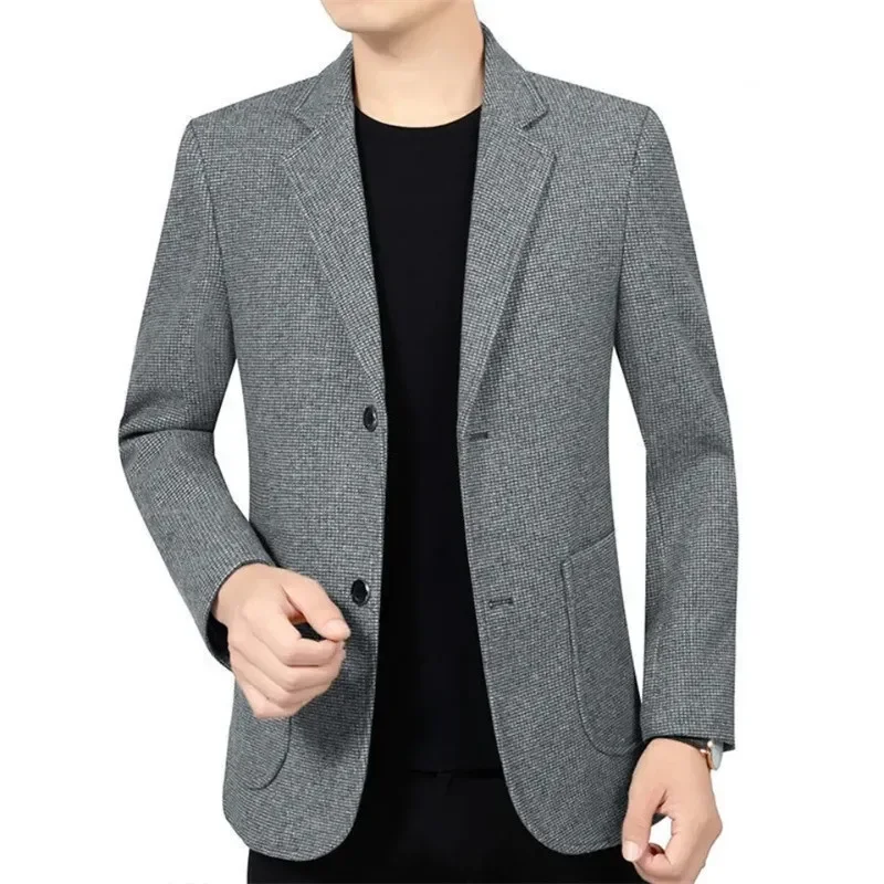 Men Suit Jackets Autumn Business Solid Color Wool Blends Slim 3XL