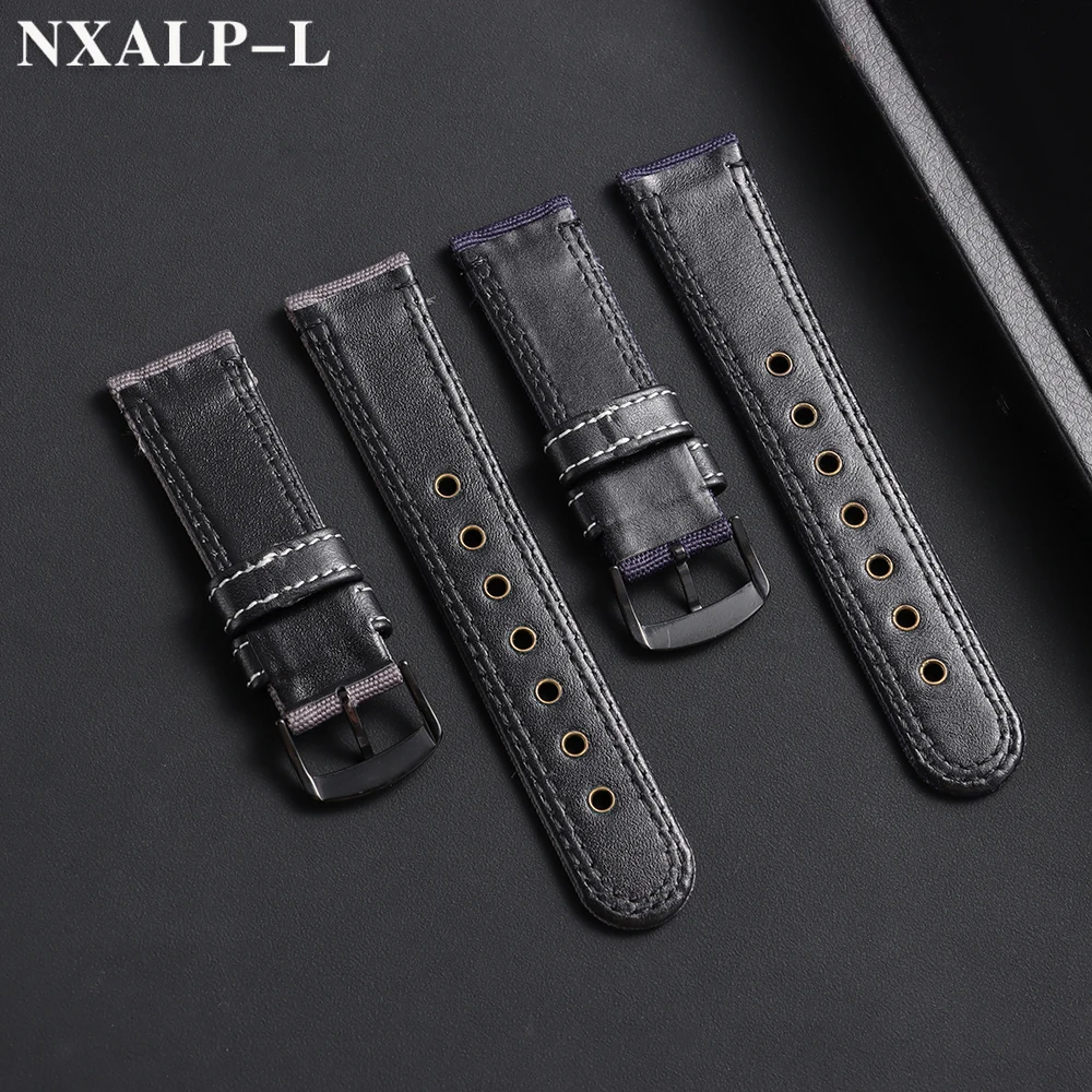 Premium Waterproof Sailcloth Watch Strap with Nylon Stitching - Leather Bracelet Accessories
