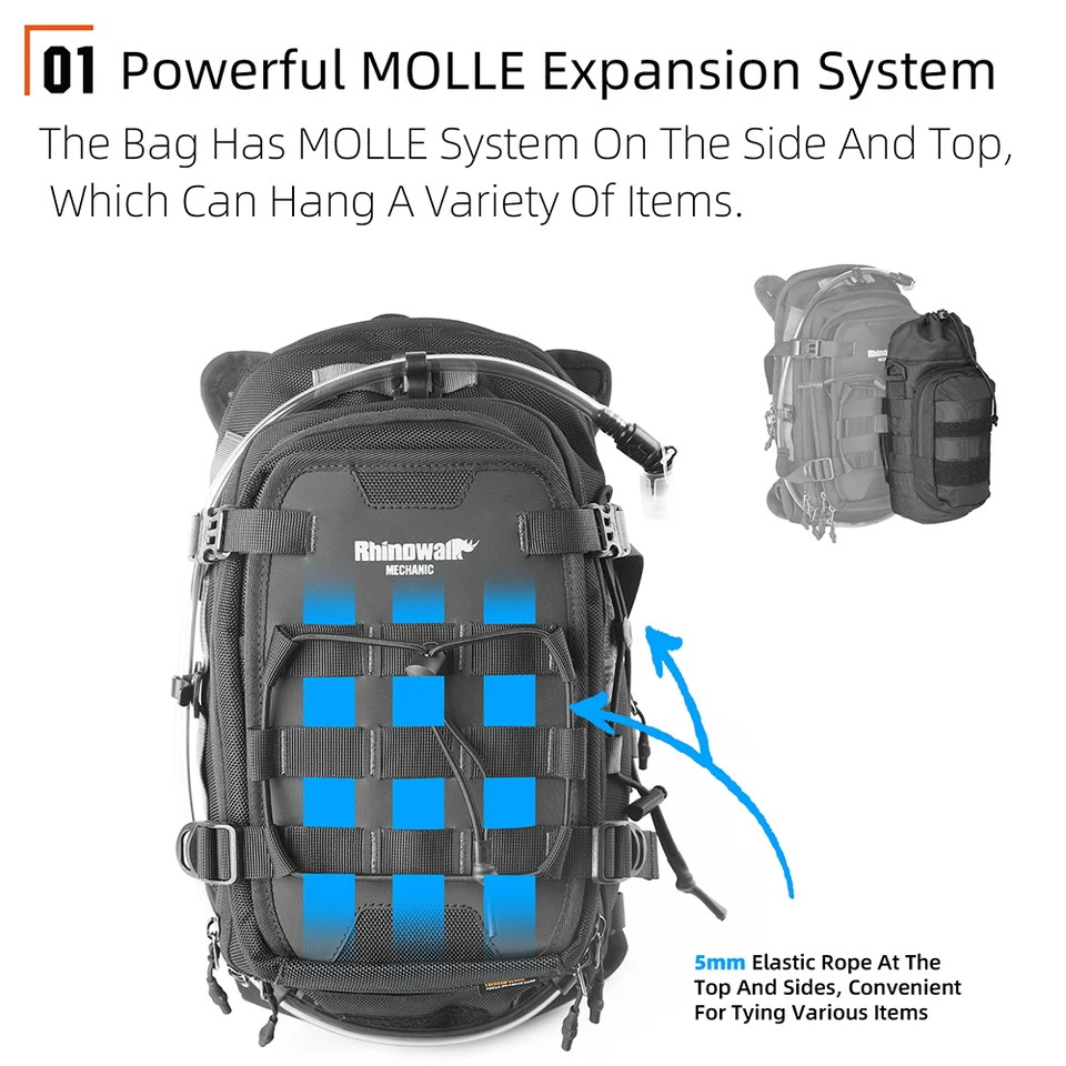 Rhinowalk Motorcycle Tank Bag Backpack Set With 1.5L Water Bladder