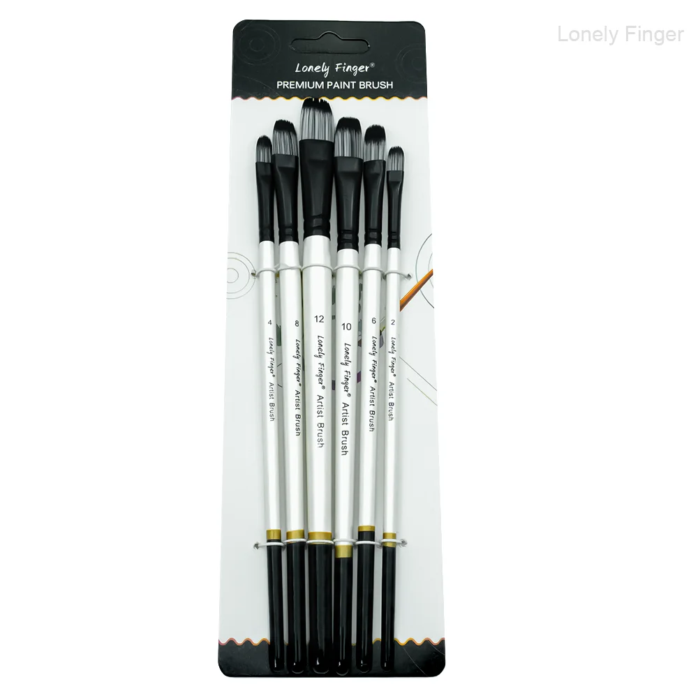 6-Piece Soft Nylon Paint Brush Set for Watercolor, Oil, and Acrylic