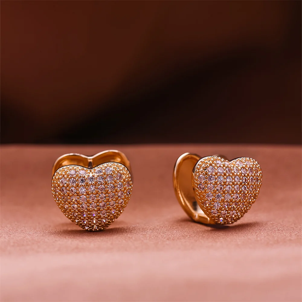 Korean Double Heart Earrings Earrings Heart Zircon Zircon Earring