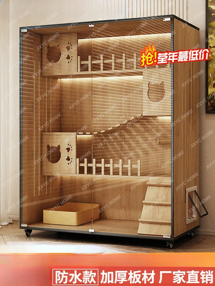 Solid Wood Cat Cage Household Nest Cat House Super Large Free Space House