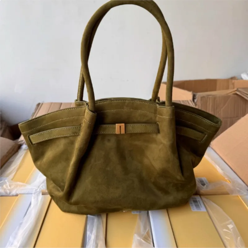 JIAERDI Retro Faux Suede Matte Tote Bag Women Ruffled Large Capacity Shoulder Bag Ladies Casual Premium Commute Handbag 2025 New