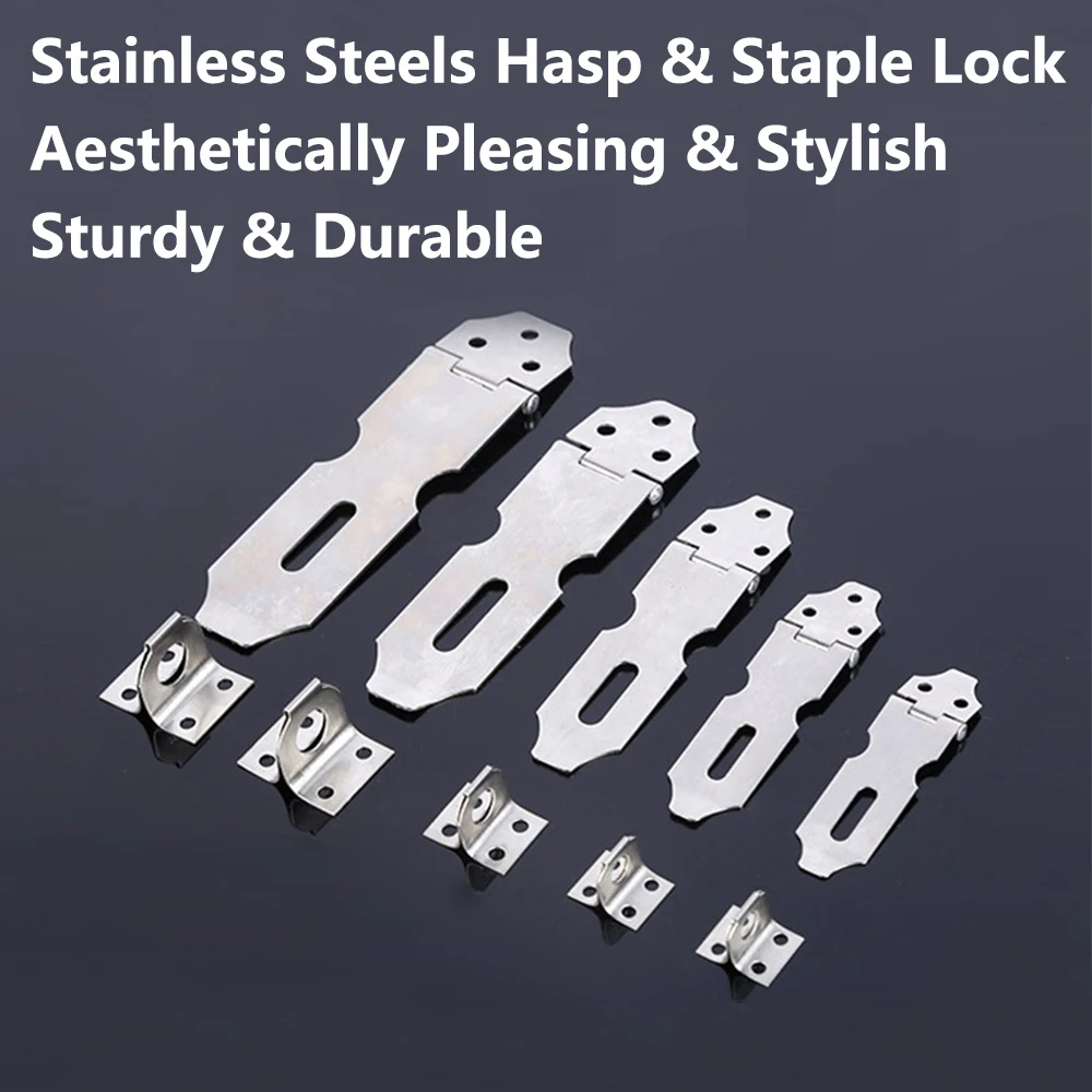 Gate Door Lock Stainless Steel Padlock Anti Theft Hasp Staple Shed Latch Burglar-proof Hardware