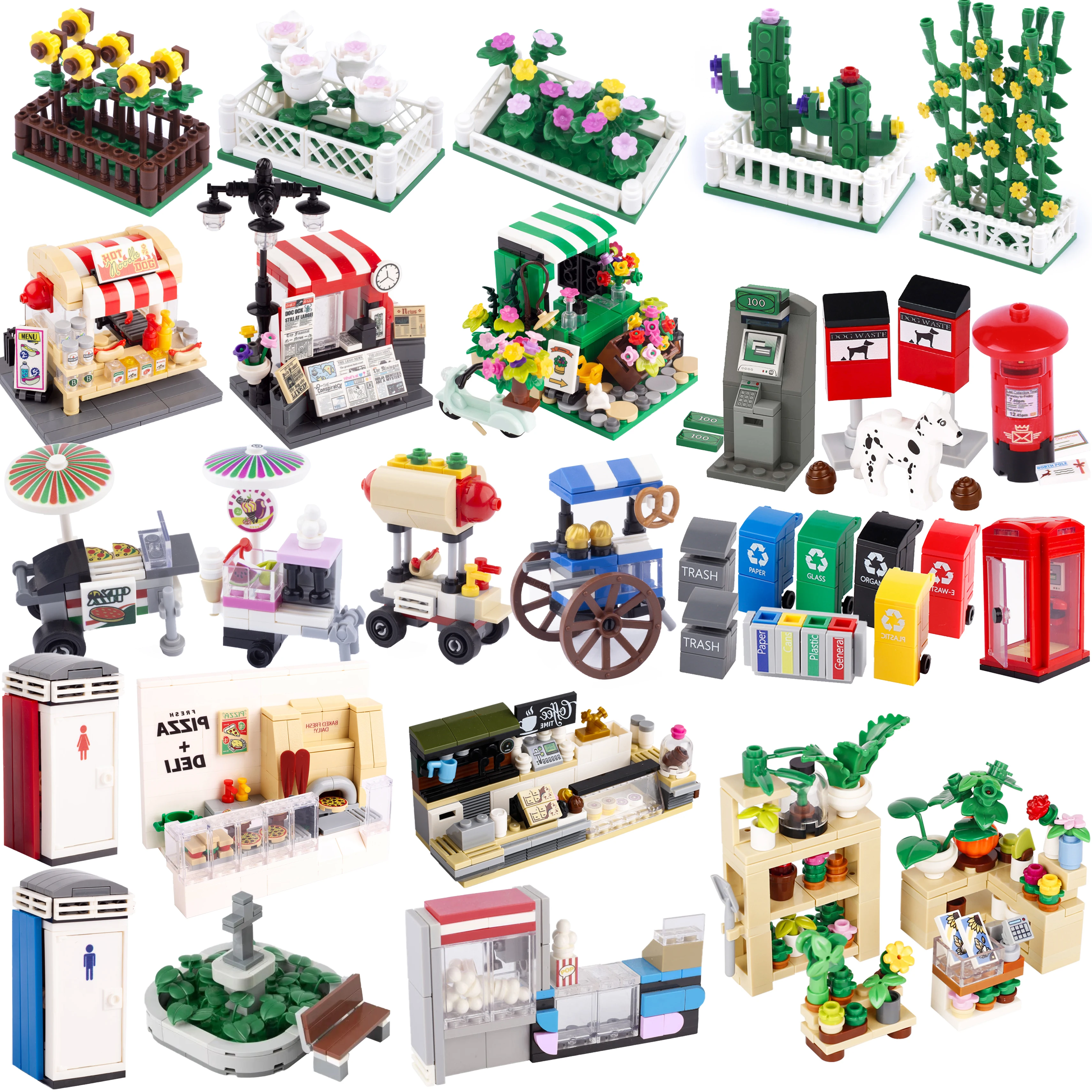 Set 5 Carrelli Della Spesa In Miniatura – Mattoncini Compatibili Con Marchi Principali – Accessori Per Città E Supermercato