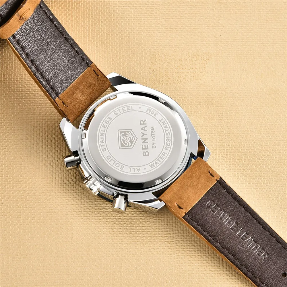 30m Waterproof Benyar Uhr Armband KÃ¼rzen Audi Uhr Chronograph