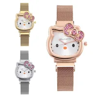 Hello Kitty Cartoon Wristwatch Diamond  Cartoon Kids Watches Jelly Kawaii Birthday Gifts for Girls Accesorios kids watches girls 1