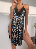 Sous-vêtements Sexy pour femmes, grande taille, chemise de nuit ample, pyjama fendu 5