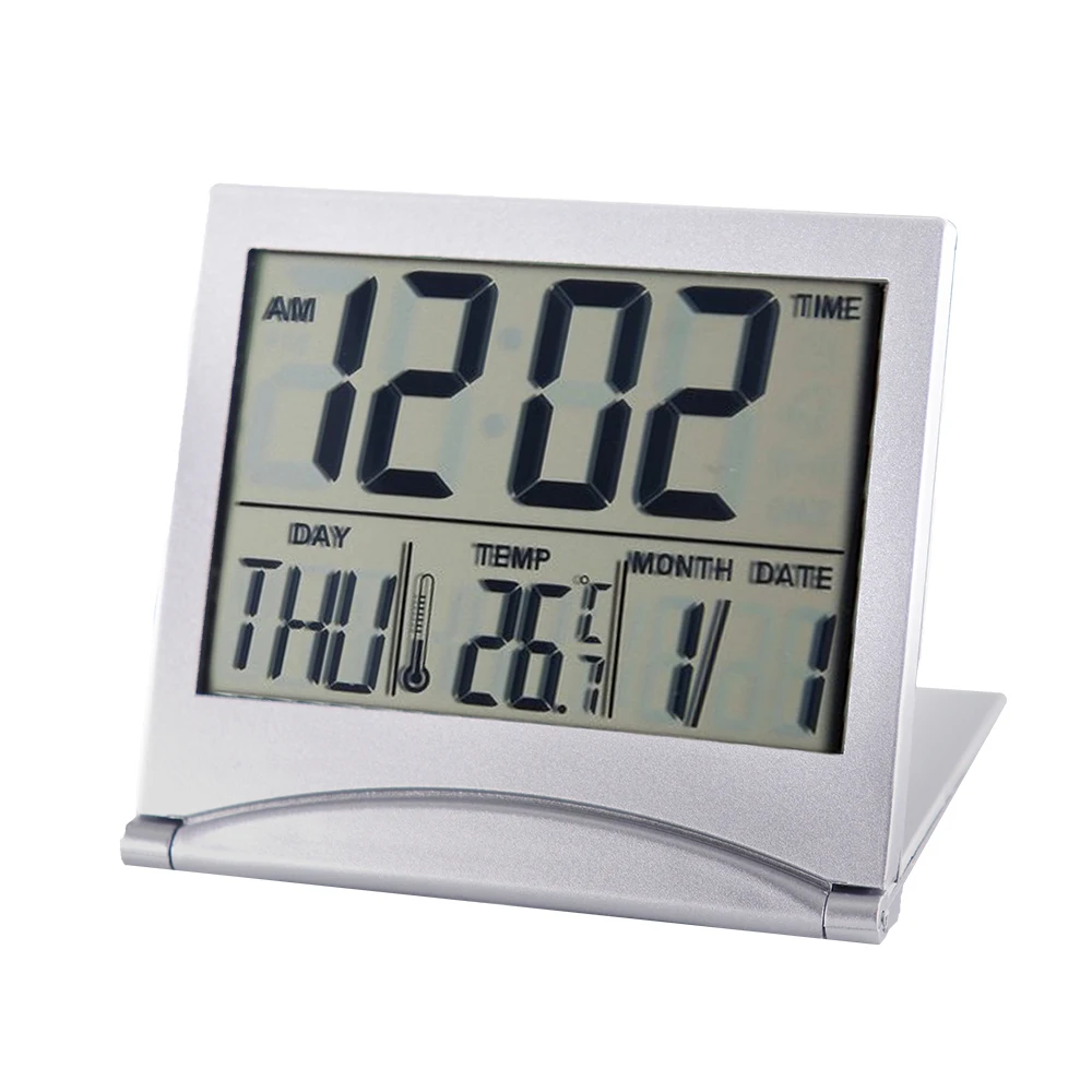 Description Picture 4 of itemFolding LCD Digital Alarm Clock Desk Table Weather Station Desk Temperature Travel Ectronic Mini Clock