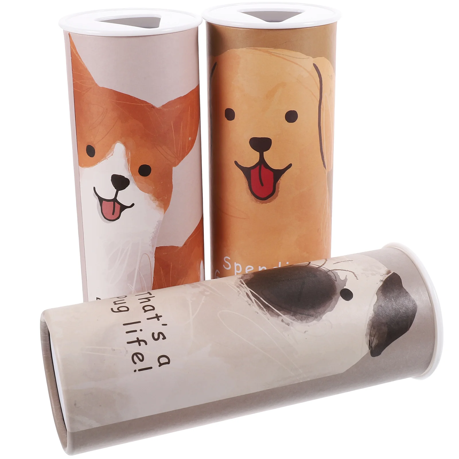 

Car Tissue Holder Facial Tissues 3Pcs Cute Cartoon Dog Printed Travel Tissue Tubes Box Container Car Cup Holder Car