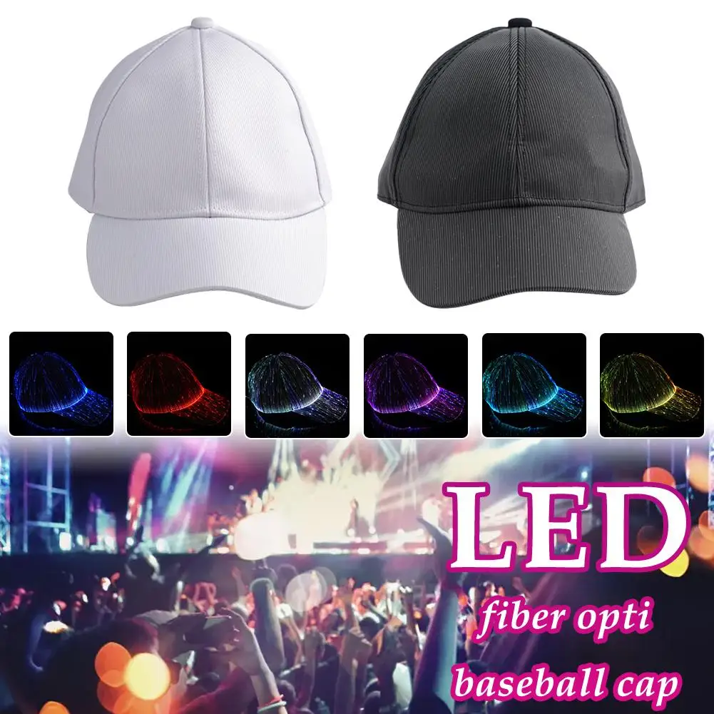 

Cap Fiber Optic Duck Tongue Baseball Cap Hip Hop Hat Sunscreen Casual Sports Adjustment Colorful Luminous Party Performance