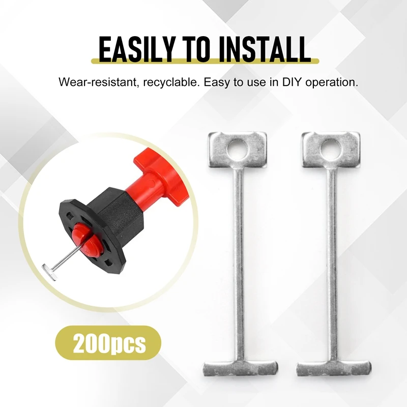A81M New 200Pcs Tile Leveling System For Tile Laying Reusable Steel Needles Flooring Replaceable Pin Tiling Construction Tools