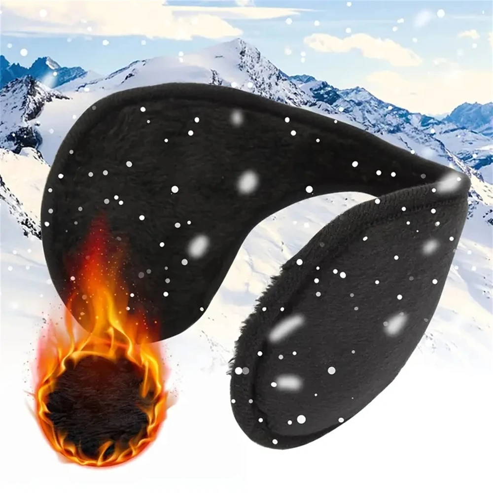1pcs Fashion Autumn Winter Earmuffs Women Men Ear Warmer Plush Solid Color Adjustable Foldable Outdoor Sport Ski Ear Muffs Black