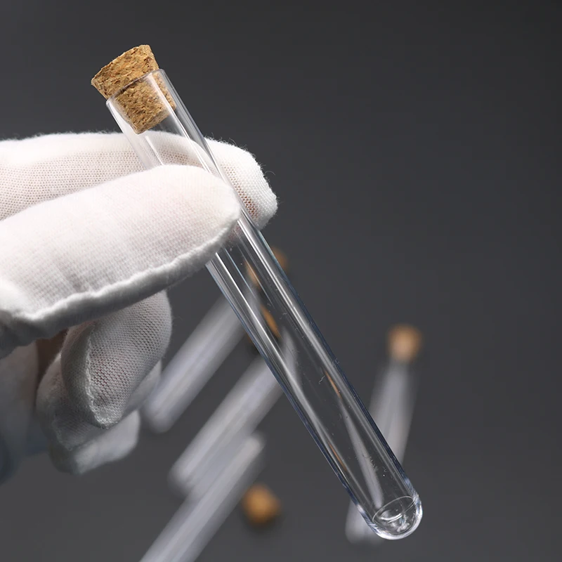 Plastic Test Tubes 10Pcs 12x100mm Transparent Laboratory Plastic Test Tubes With Caps Stoppers School Lab Supplies Accessories