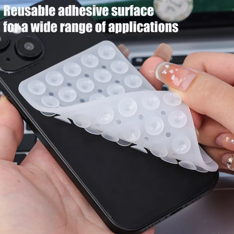 3-1Pcs Transparent Phone Case Backed Silicone Suction Pad Holder Double Side Suction Cup Bracket Silicone Fixture Desk Car Stand 3