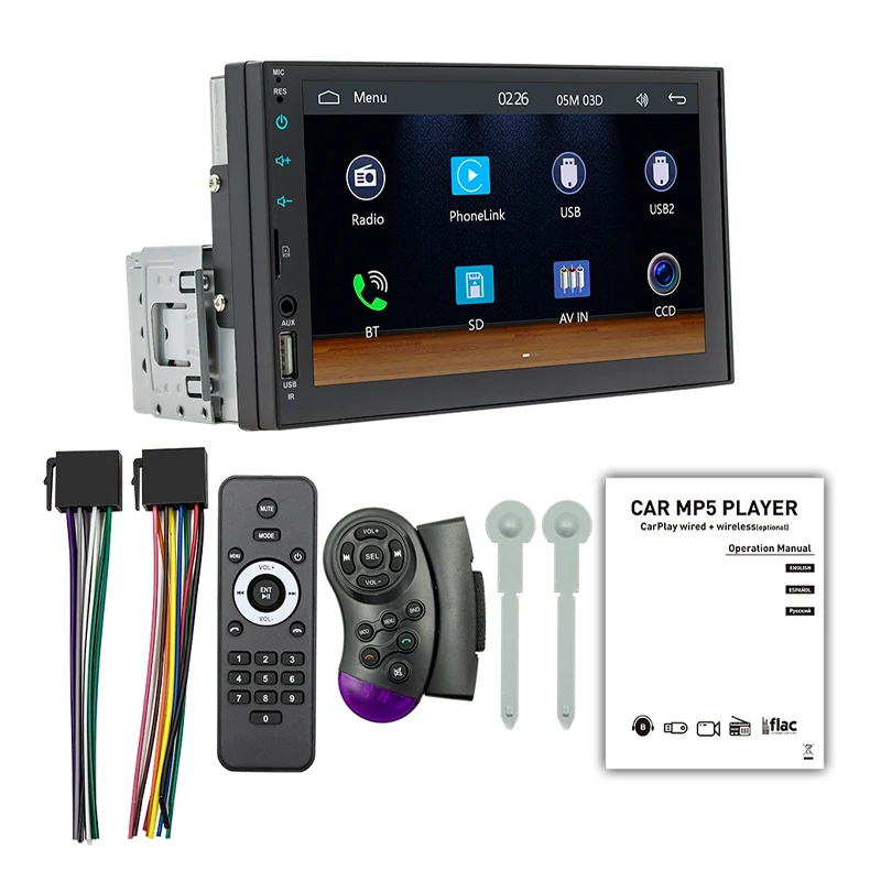 Senza Fili Carplay Autoradio 1 Din con Android Auto FM/AM/RDS Radio Bluetooth Vivavoce 5,1 Pollici Autoradio con Mirror Link Bluetooth USB/AUX/ TF/DVR Controllo al Volante Telecamera Posteriore