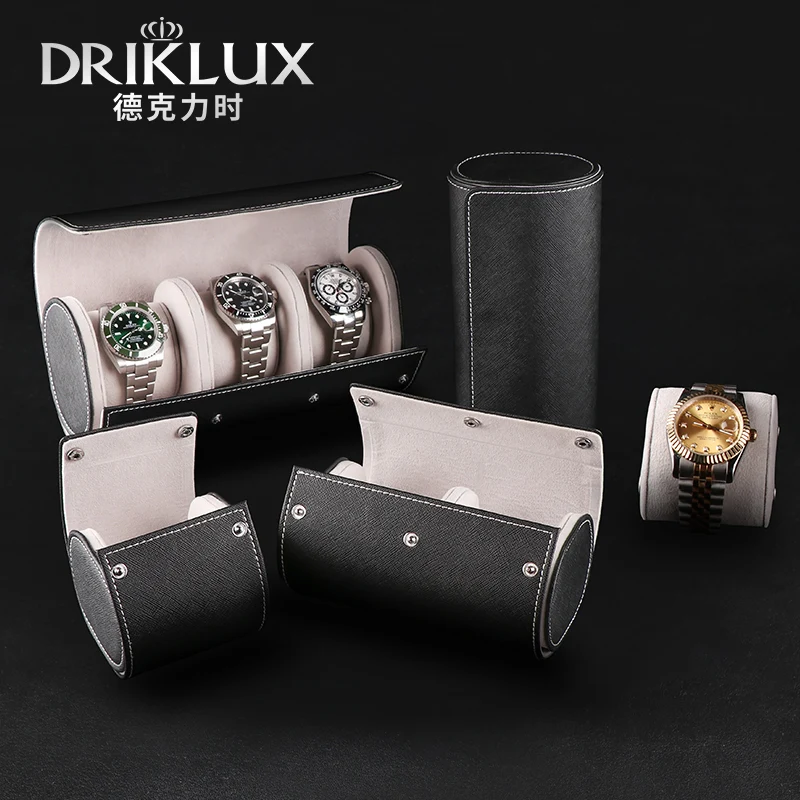 Driklux luxo relógio de couro rolo caixa de armazenamento relógio de viagem caixa de presente caixa de relógio bolsa - 30+ coisas para uma viagem confortável