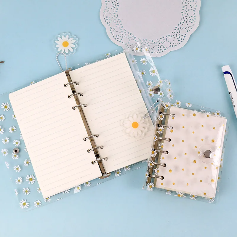 Ins Daisy Flowers Loose Leaf Notebook Cover A6 A7 Notepad Ring Binder Journal Planner Notebook Korean Stationery Office Supplies