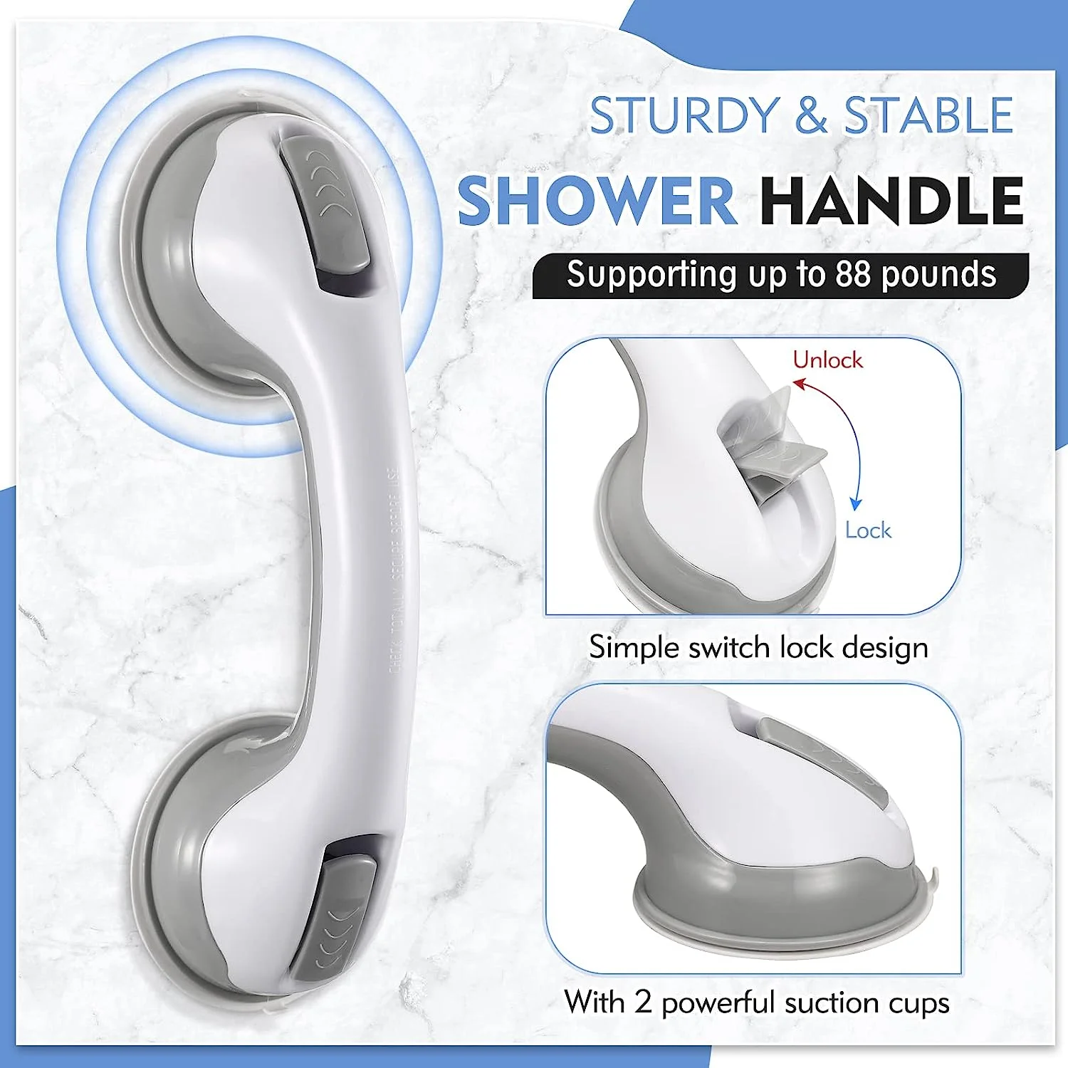 Shower Handle Grab Bars Shower Handle Grab Bars For Bathroom Bath Handle Grab Bars For Bathroom Safety Bar Shower With Strong Hold Suction