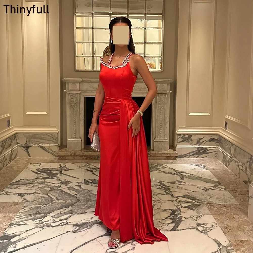 

Thinyfull Elegant Mermaid Prom Dress Halter Sleeveless Shiny Saudi Arabic Evening Party Gowns 2023 Dubai Satin Vestidos De Noche