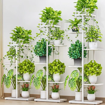 Cordlal Shining Stand For Flowers Iron 6/7/8Layers Plant Holder Storage Shelf Pot Rack Organizer Home Garden Decoration 2
