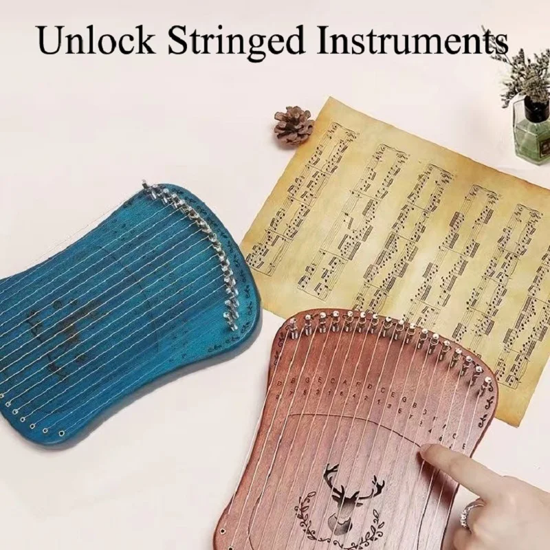 Mini Harp Fingered Stringed Organ 17 Tone Lyre Beech Single Board Style Easy To Use Beginner's Small Instrument Gifts For Kids