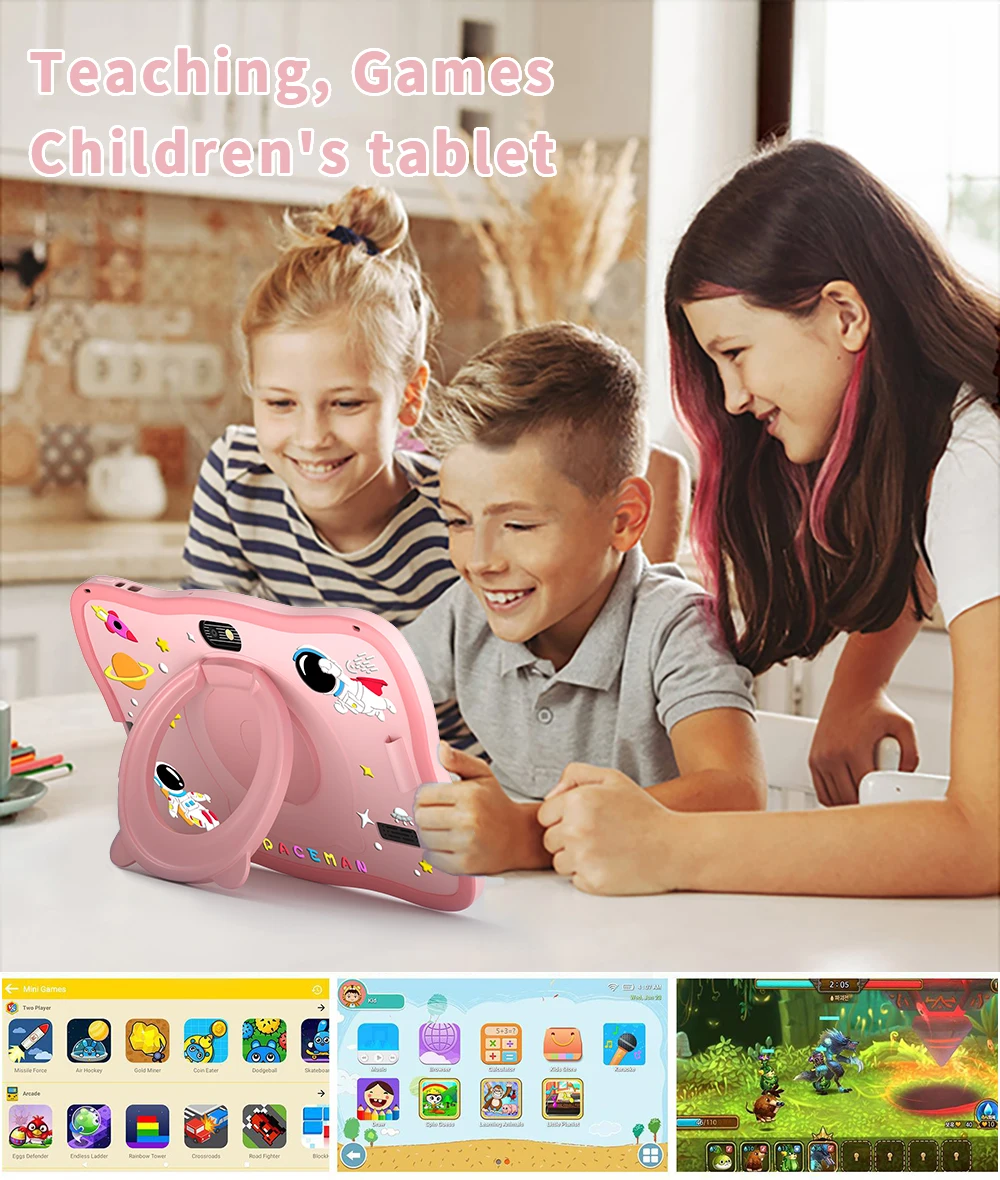 Sauenaneo Global New Original 7.0-inch Kids Tablet Android Children's Game Education Tablet 4GB RAM 64GB ROM 4000mAh Battery 3