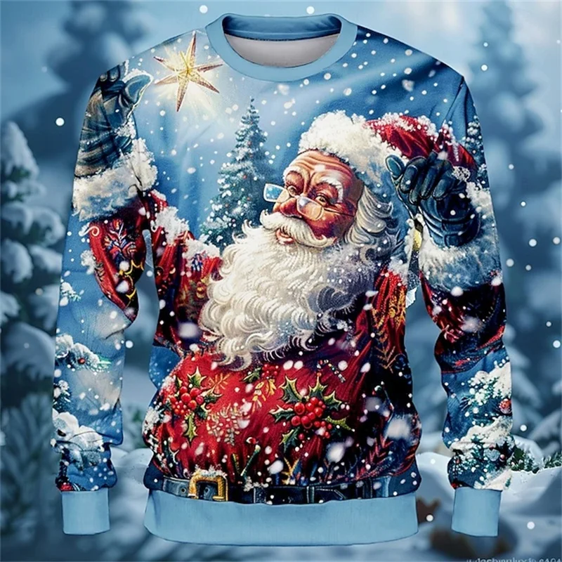 Clothes Mens Hooded Christmas Sweater Funny Santa Claus