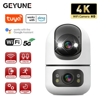 Tuya 5G WiFi Dual Lens Camera Indoor 4K 8MP Home Pet Camera Auto Tracking Baby Monitor Color Night Vision Security Surveillance 1