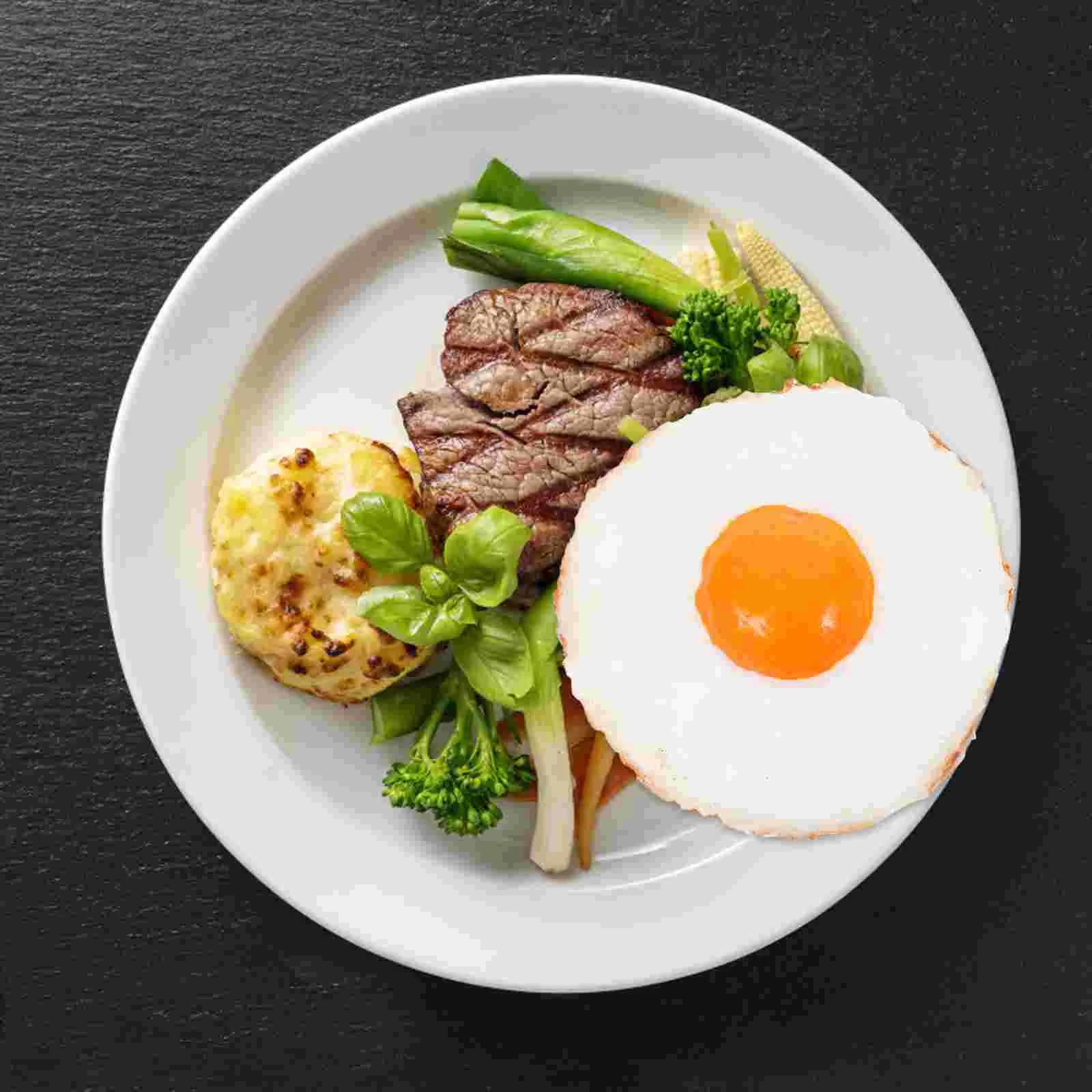2 Pcs Omelette Model Lifelike Food Fake Fried Egg Decoration Artificial Display Resin Kitchen Ornament