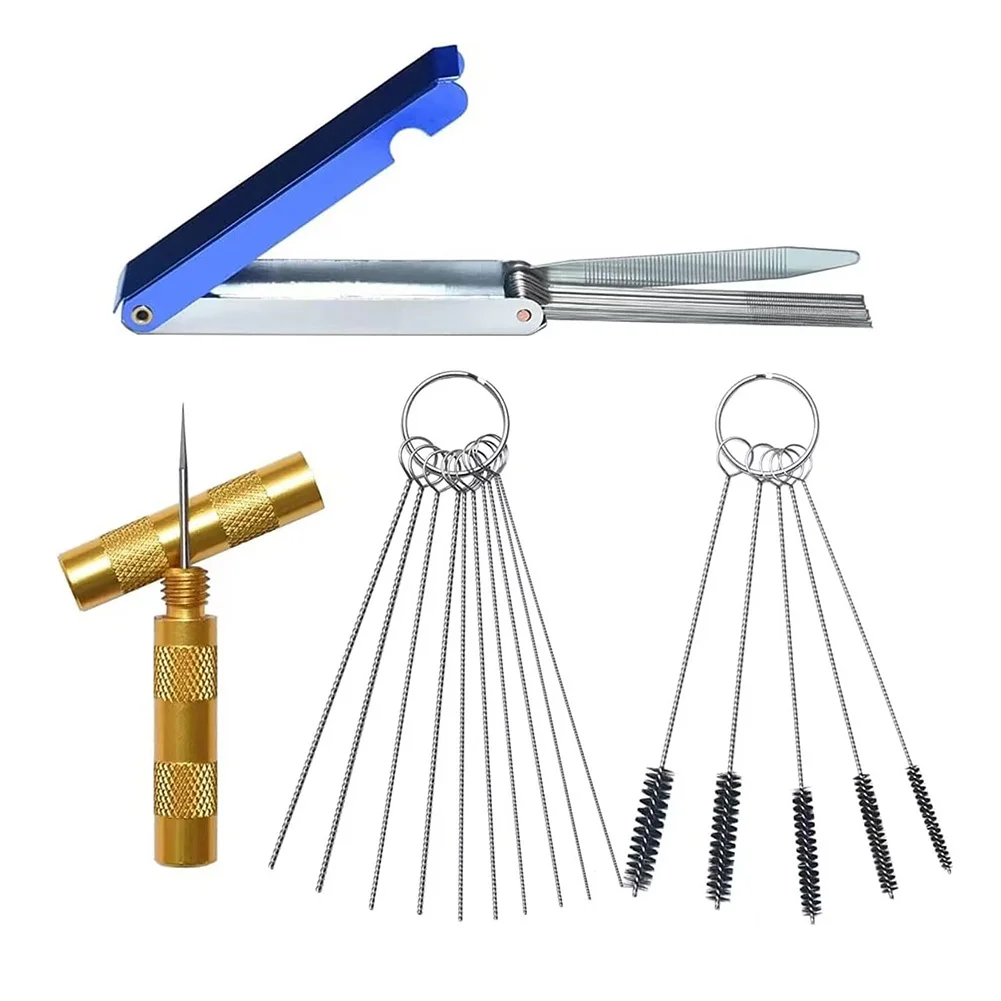Carburetor Cleaner Kit 13 Cleaning Needles 15 Brushes For Automobile Motorcycle ATV Welder Carb Chainsaw