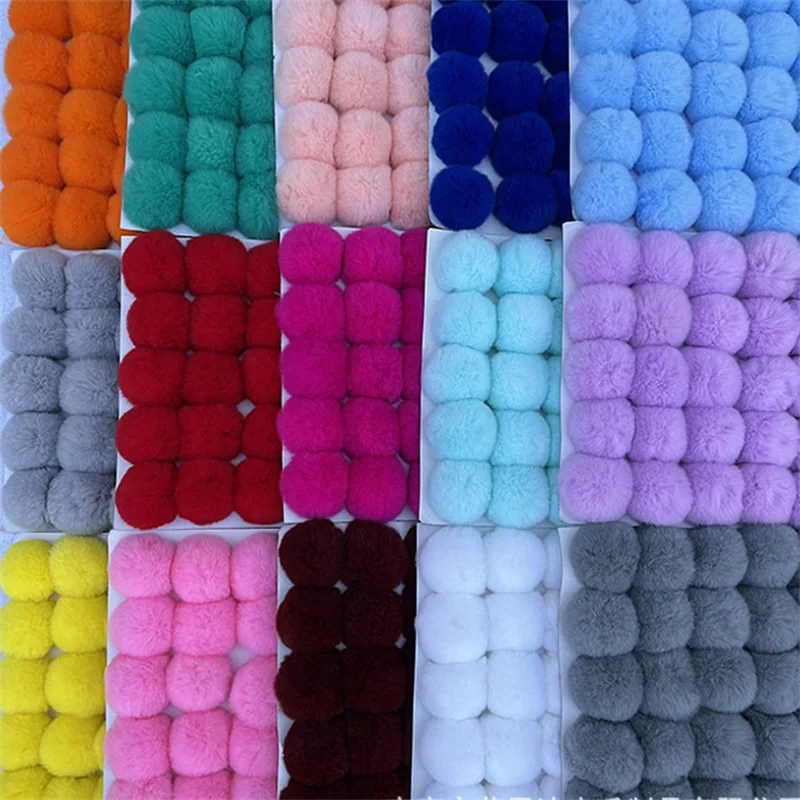 Faux Rabbit Fur Pom Pom 25pcs 6cm 8cm For Diy Crafts