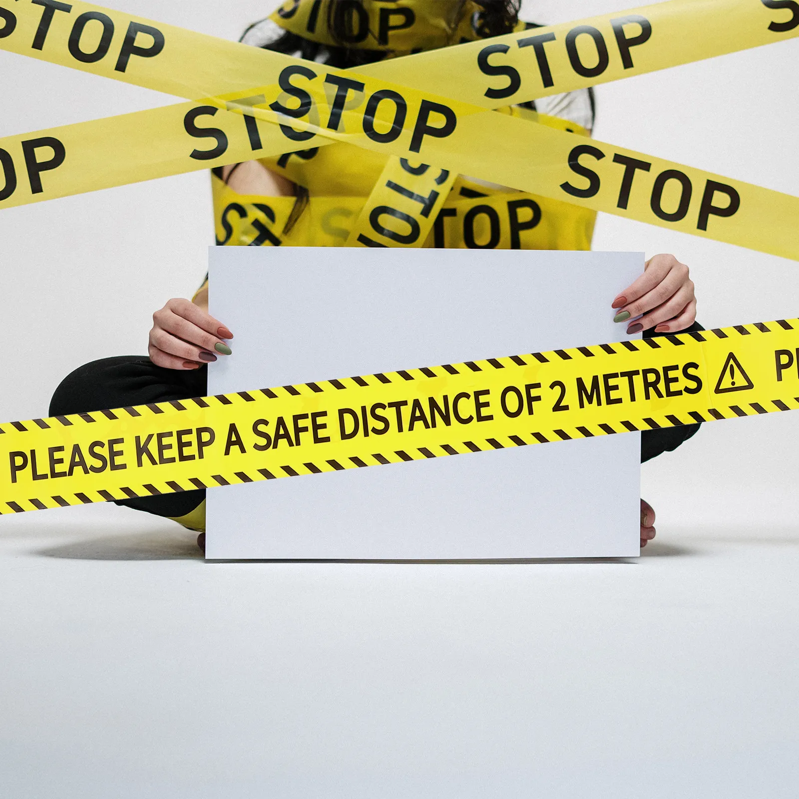 경고 테이프 접착식 마킹 테이프 야외용 노란색 검정색 글자 찢어짐 방지 내후성..