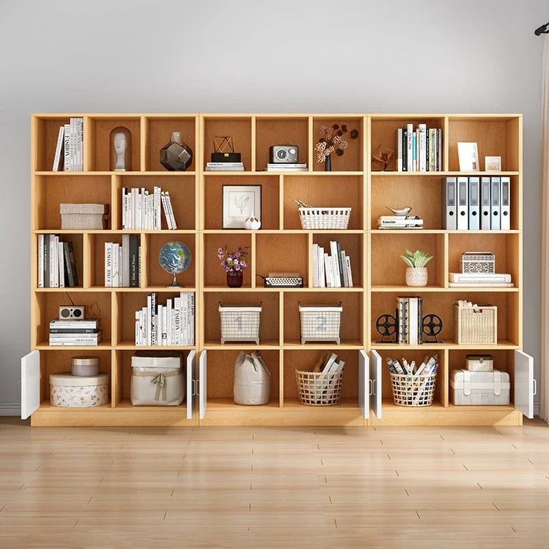Children's Bookcases Floor Living Room Rack Bedroom Storage Shelf Modern Home Small Bookshelves with Door Narrow Cabinet C