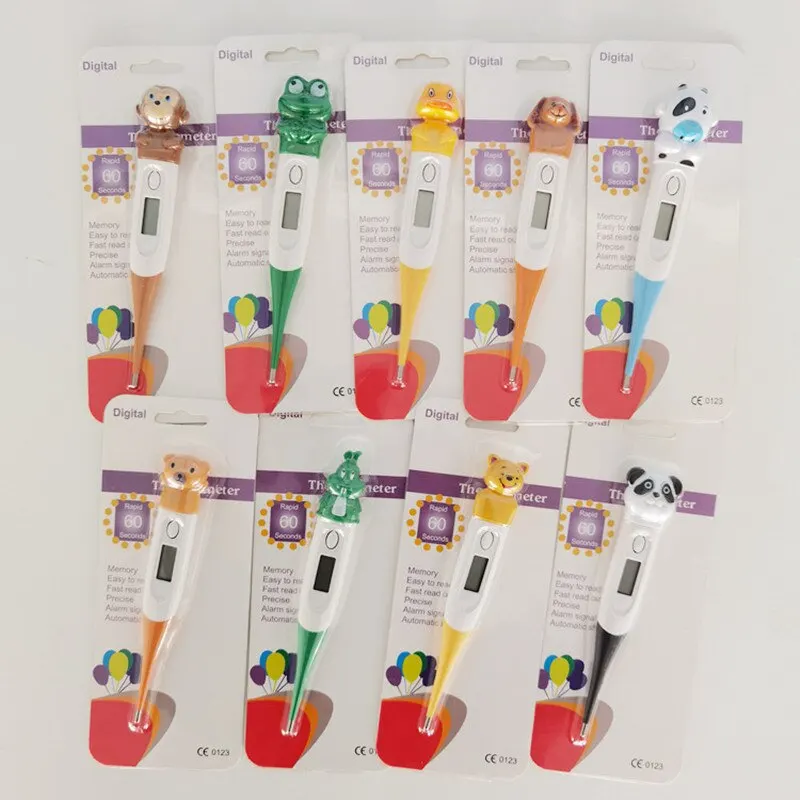 Digital Thermometer 1pc Baby Cartoon Oral Armpit Flexible Tip Waterproof Cute Design Frog Cow Rabbit Bear Duck Rabbit Panda Cow