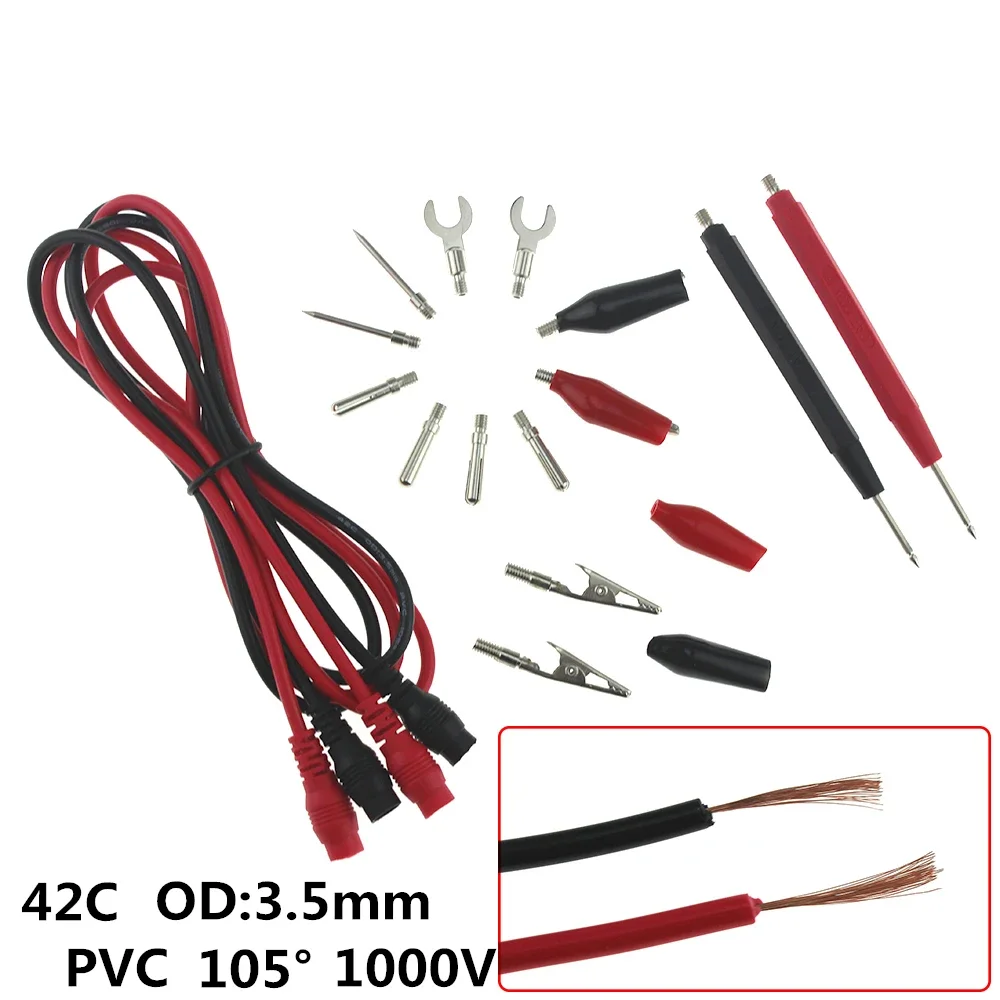 Universal Digital Multimeter Probe Test Leads Needle Tip Tester Lead Probe Wire Pen Cable Multimeter Feelers 16pcs