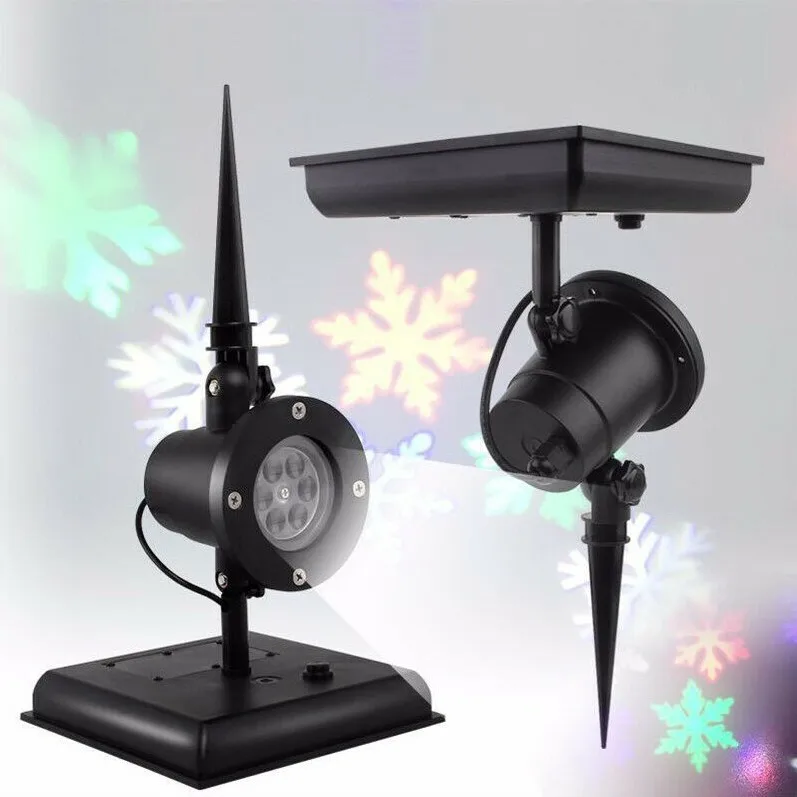 Solar Christmas Projection Light LED Snowflake Laser Lamp Outdoor Garden Waterproof Solar Flood Light Home Xmas New Year Lights