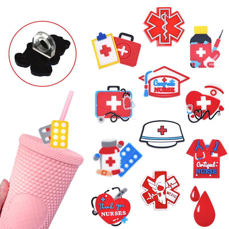 1PCS PVC new Silicone Straw toppers trend anime straw charms