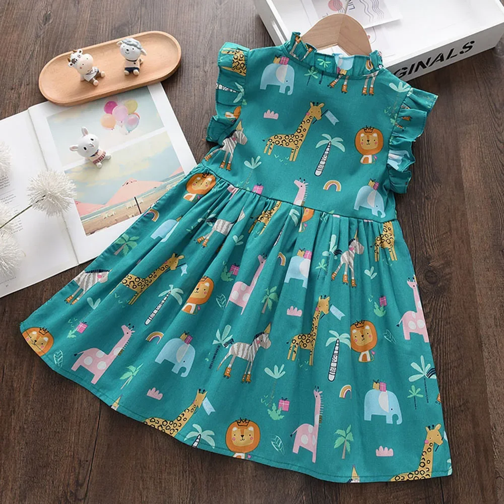Girls Dress Princess Costume Baby Girl Sweet Summer Cartoon Cute Print Sleeveless Party Clothes