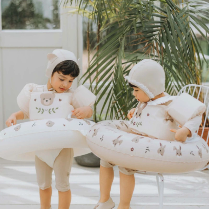 Inflatable Swimming Ring for Kids Portable Cartoon Animal Floating Circle Sleevess Swim Pool Beach Water Fun Toys Equipment