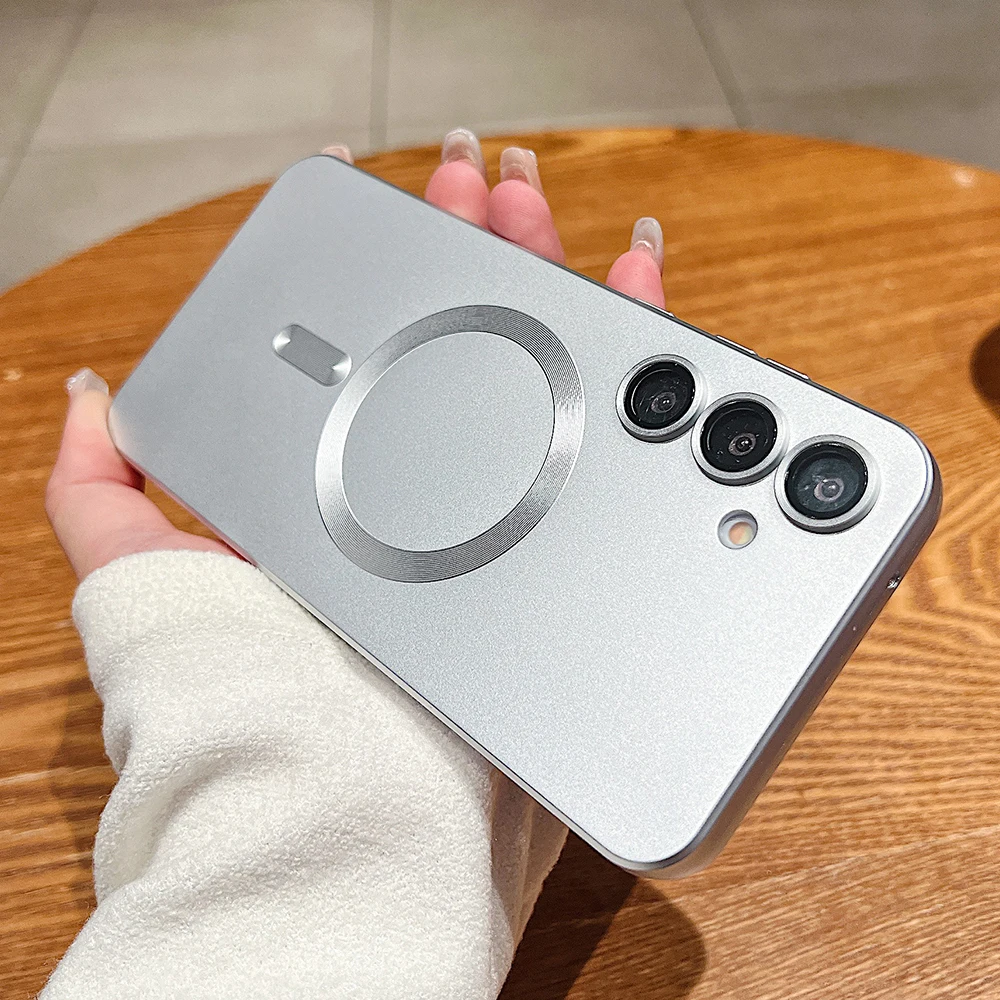 Luxury Matte Magnetic Phone Case with Magsafe-Compatible Silicone Soft Cover