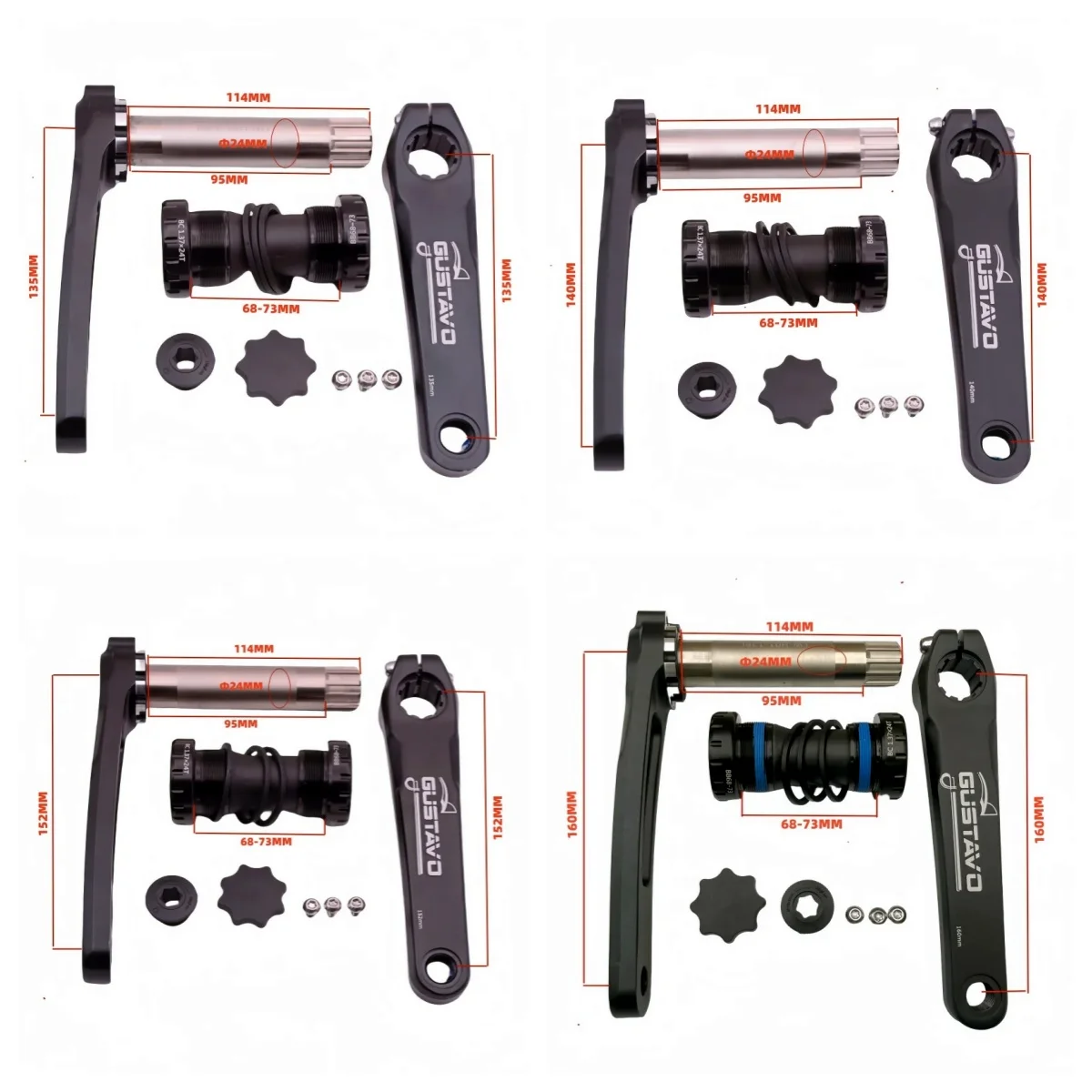 GUSTAVO 135 140 152 160 MM kinder Fahrrad Kurbel Für Direkt Montieren Kurbel Fahrrad Kurbelgarnitur Radfahren Teile – Detail 2