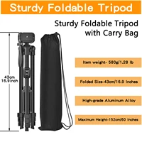 Tripod,60" Camera Tripod with Travel Bag,Cell Phone Tripod with Remote,Professional Aluminum Portable Tripod Stand - Image 2